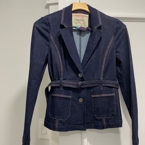 Dark denim jacket with belt